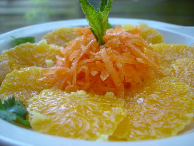 oranges, carottes et vinaigrette au jus d'orange