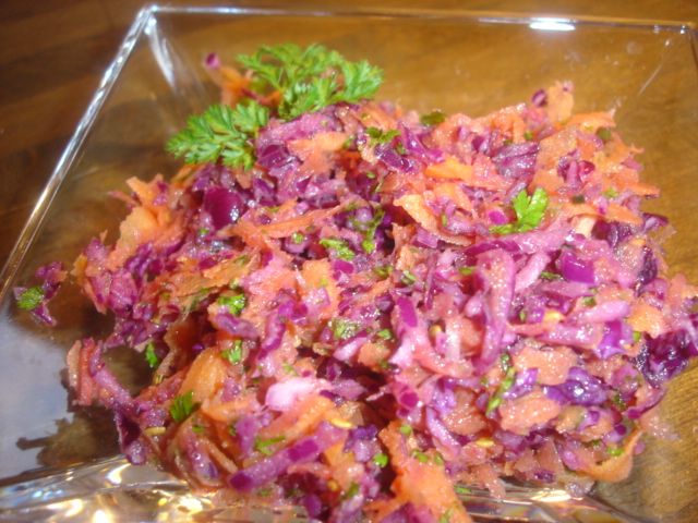 Flashy salad chou rouge, carottes, cerfeuil