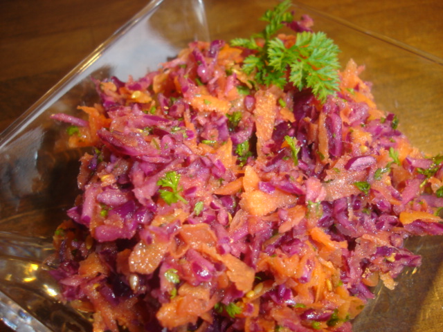 Flashy salad chou rouge, carottes, cerfeuil